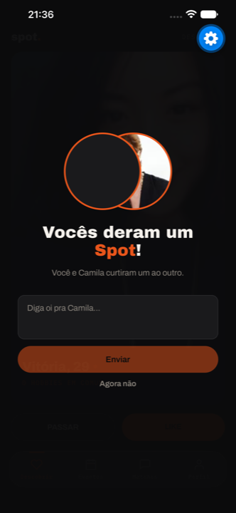 Tela de match do app Spot